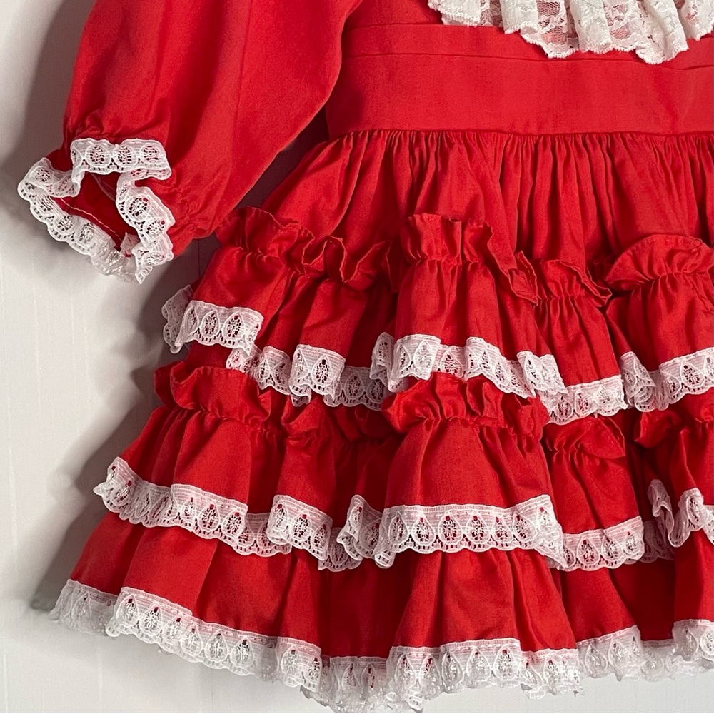 Kids Avenue Full Circle Pageant Party Dress Tiered Ruffle Lace VTG USA Size 2 - Picture 3 of 16